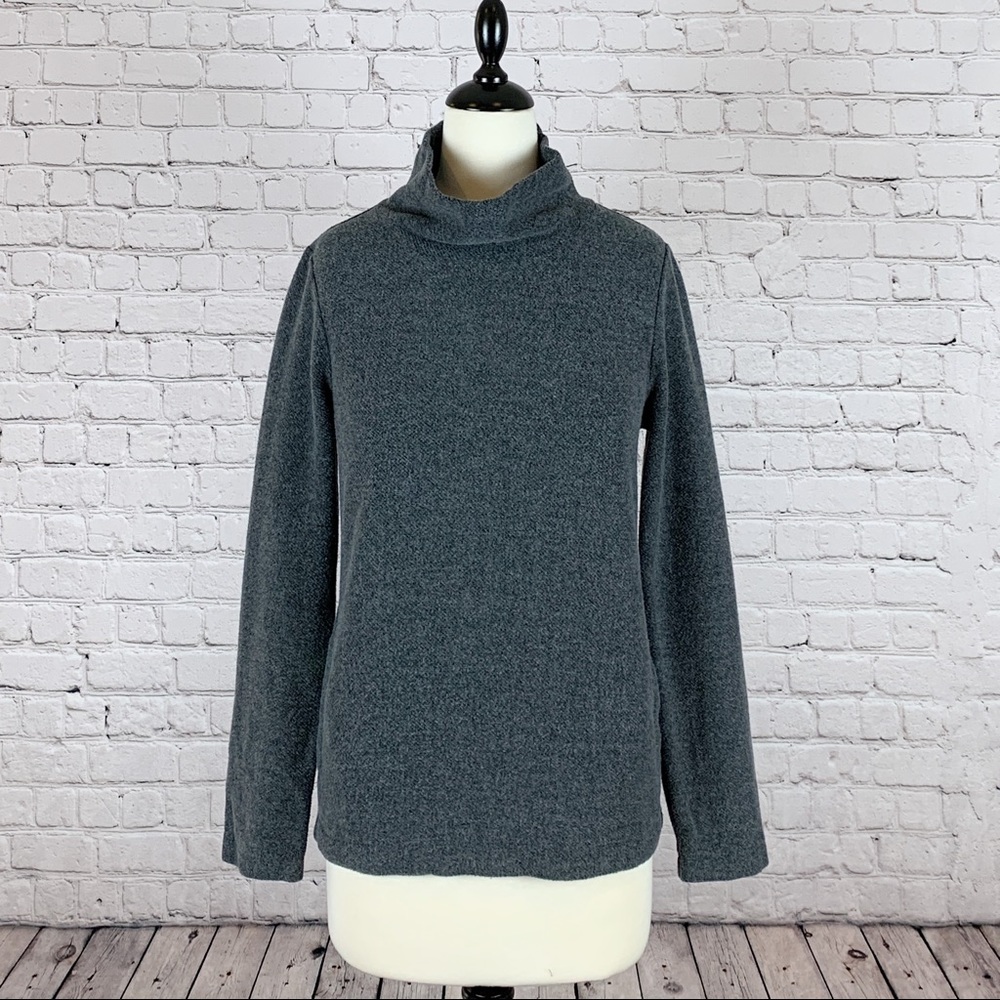 J CREW :: Fleece Funnel Neck Sweatshirt Charcoal